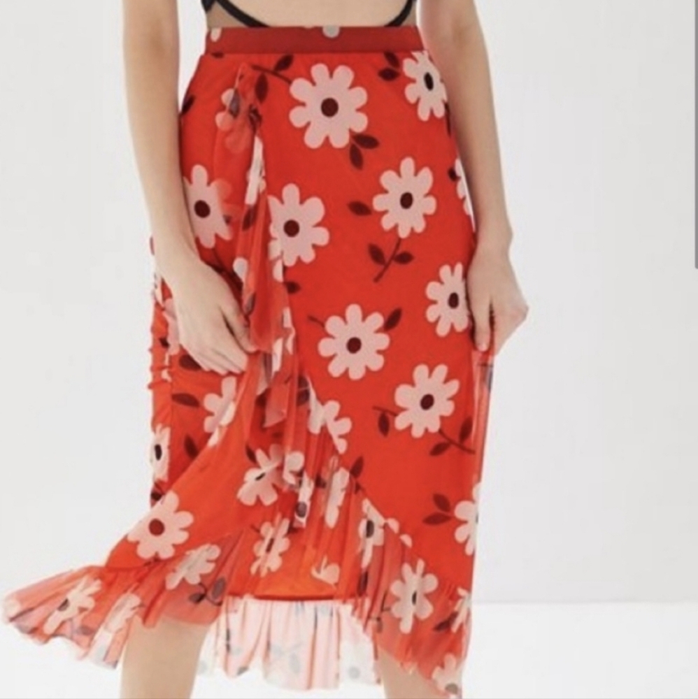 Floral Red Skirt